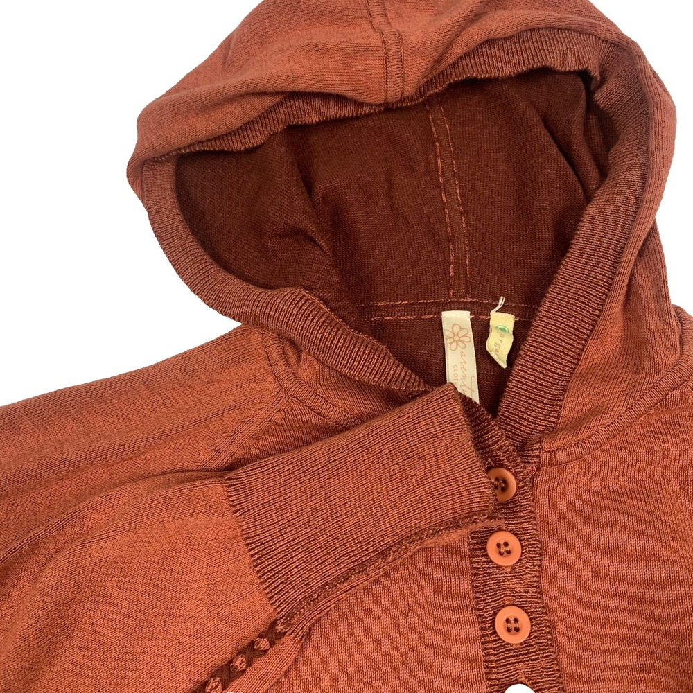 Aventura Organic Cotton Hoodie Women’s Medium Rust Orange 1/2 Button Pullover